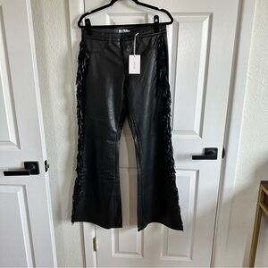 Faux Leather Fringe Pants